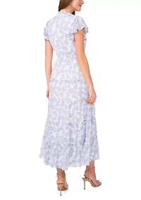 Petite Short Sleeve Smocked Waist Tie Dress