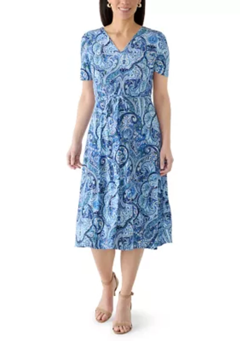 Petite Tie Waist Midi Dress