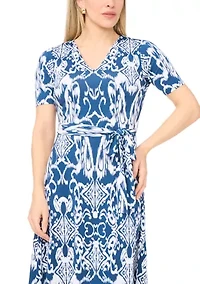 Petite V-Neck Tie Waist Midi Dress