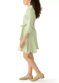 Petite Tie Waist Dress with Godets