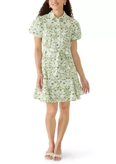 Petite Short Sleeve Tie Waist Dress