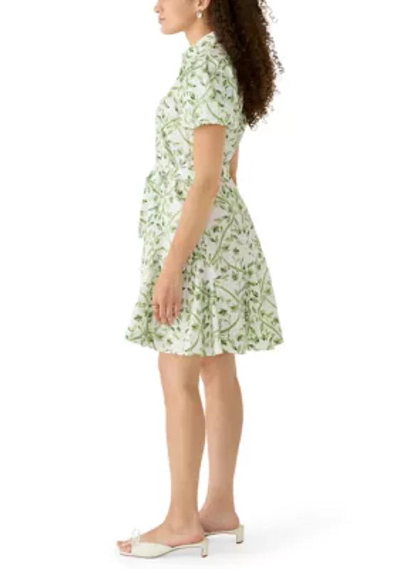 Petite Short Sleeve Tie Waist Dress
