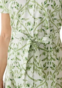 Petite Short Sleeve Tie Waist Dress