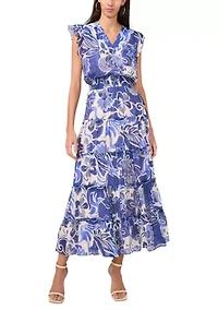 Petite Cap Sleeve Tiered Maxi Dress