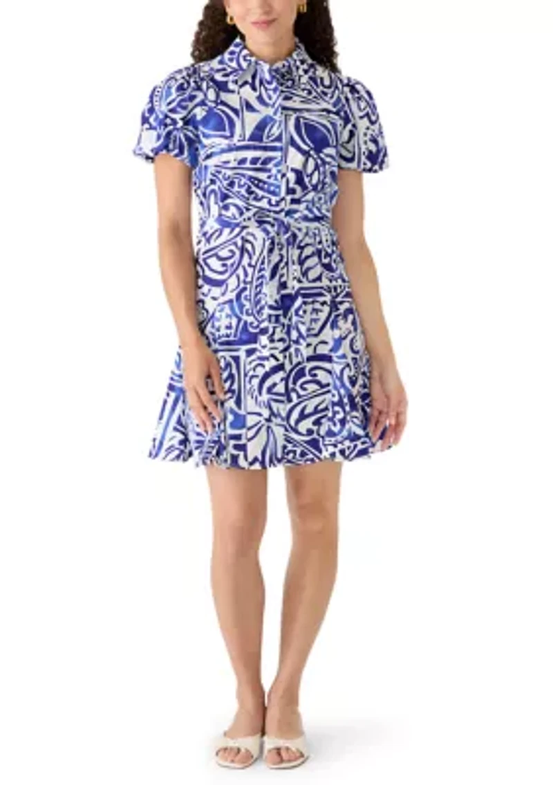 Petite Short Sleeve Tie Waist Dress