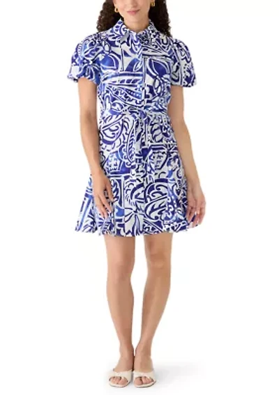 Petite Short Sleeve Tie Waist Dress