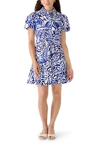 Petite Short Sleeve Tie Waist Dress
