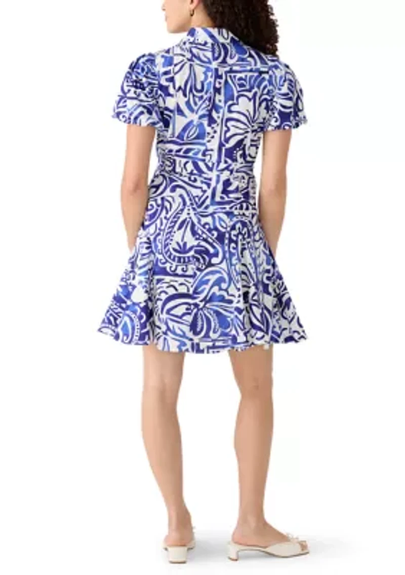 Petite Short Sleeve Tie Waist Dress