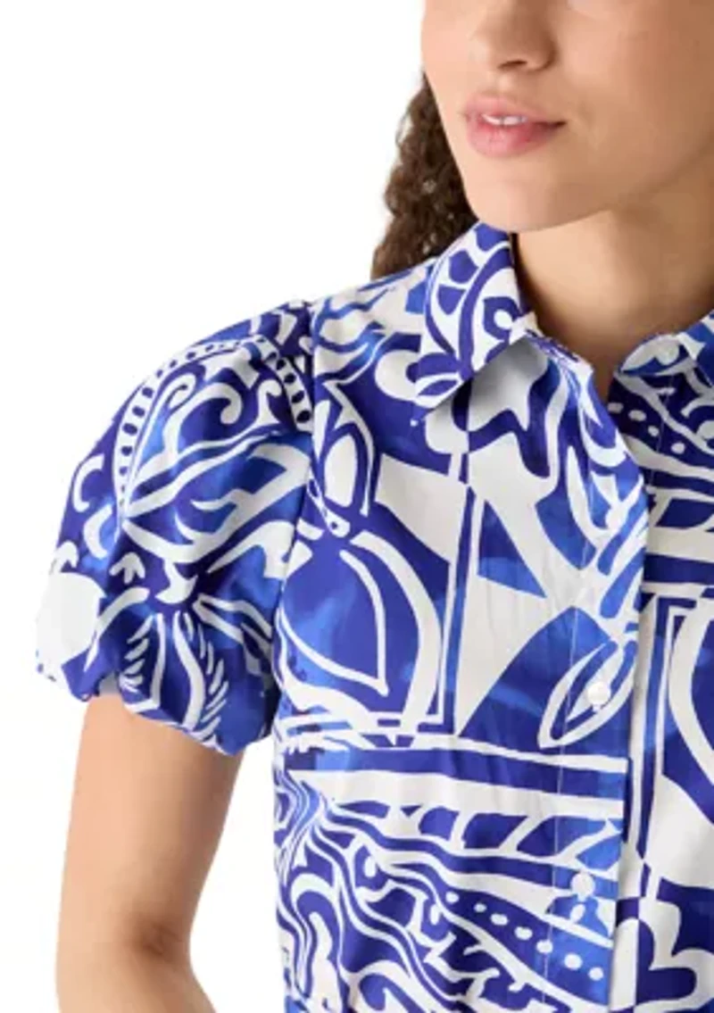 Petite Short Sleeve Tie Waist Dress