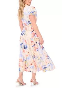 Petite Tie Waist Print Maxi Dress