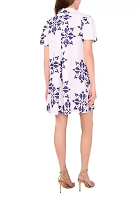 Petite Short Sleeve Button Collar Dress