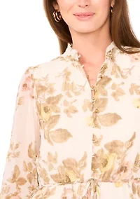 Petite Long Sleeve Tiered Ruffle Maxi Dress