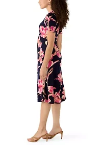 Petite V-Neck Twist Front Midi Dress
