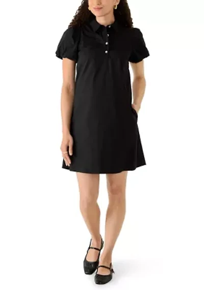 Petite Button Collar Dress with Back Vent