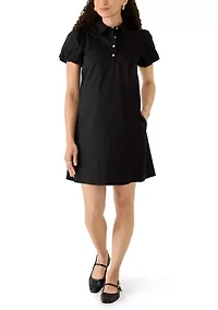 Petite Button Collar Dress with Back Vent