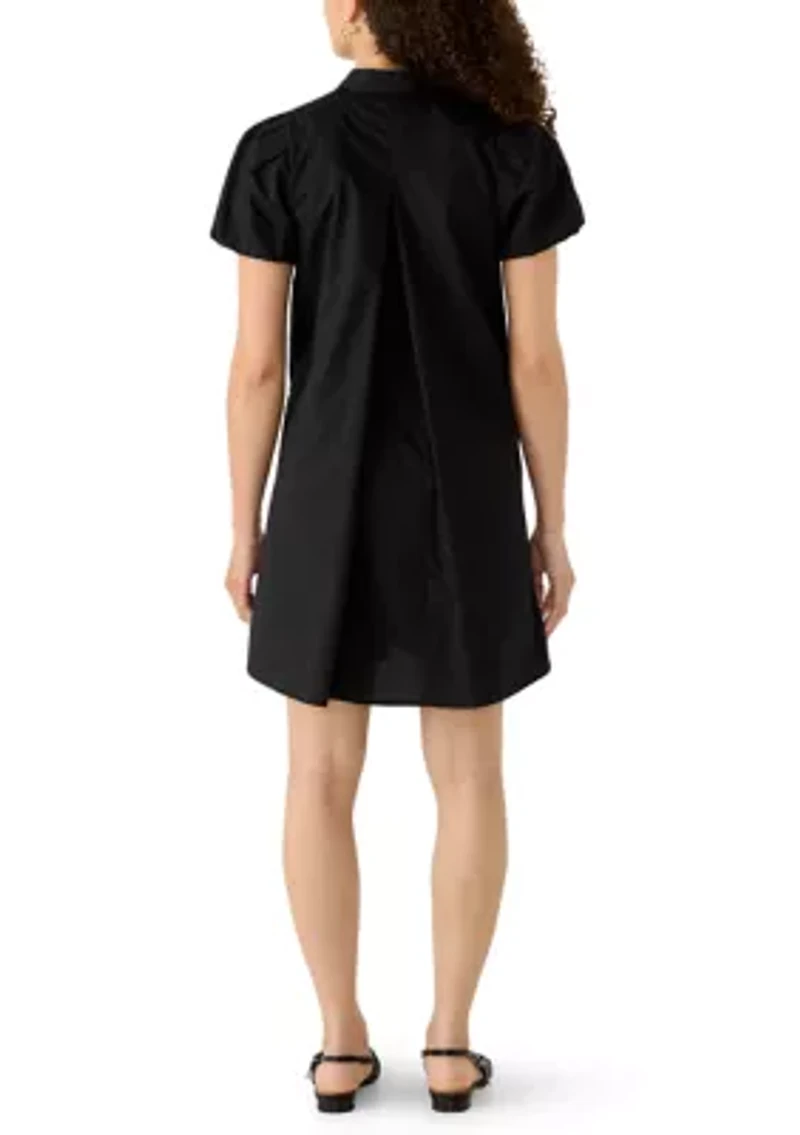 Petite Button Collar Dress with Back Vent