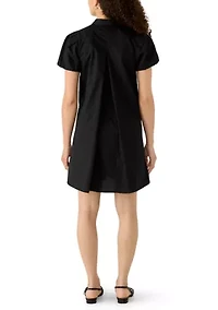 Petite Button Collar Dress with Back Vent