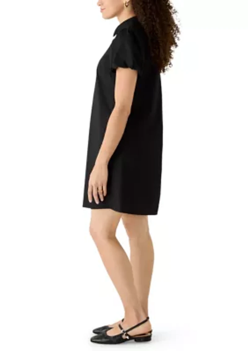 Petite Button Collar Dress with Back Vent