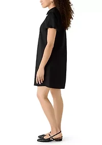 Petite Button Collar Dress with Back Vent