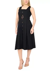 Petite Frozen Fjord A-Line Button Front Dress