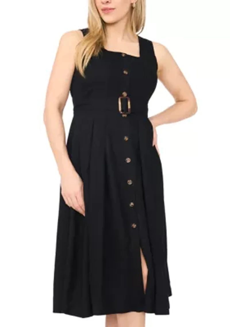 Petite Frozen Fjord A-Line Button Front Dress