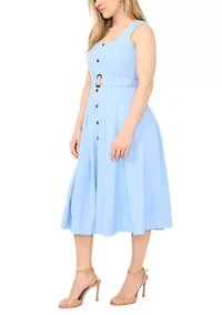 Petite Frozen Fjord A-Line Button Front Dress