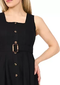 Petite Frozen Fjord A-Line Button Front Dress