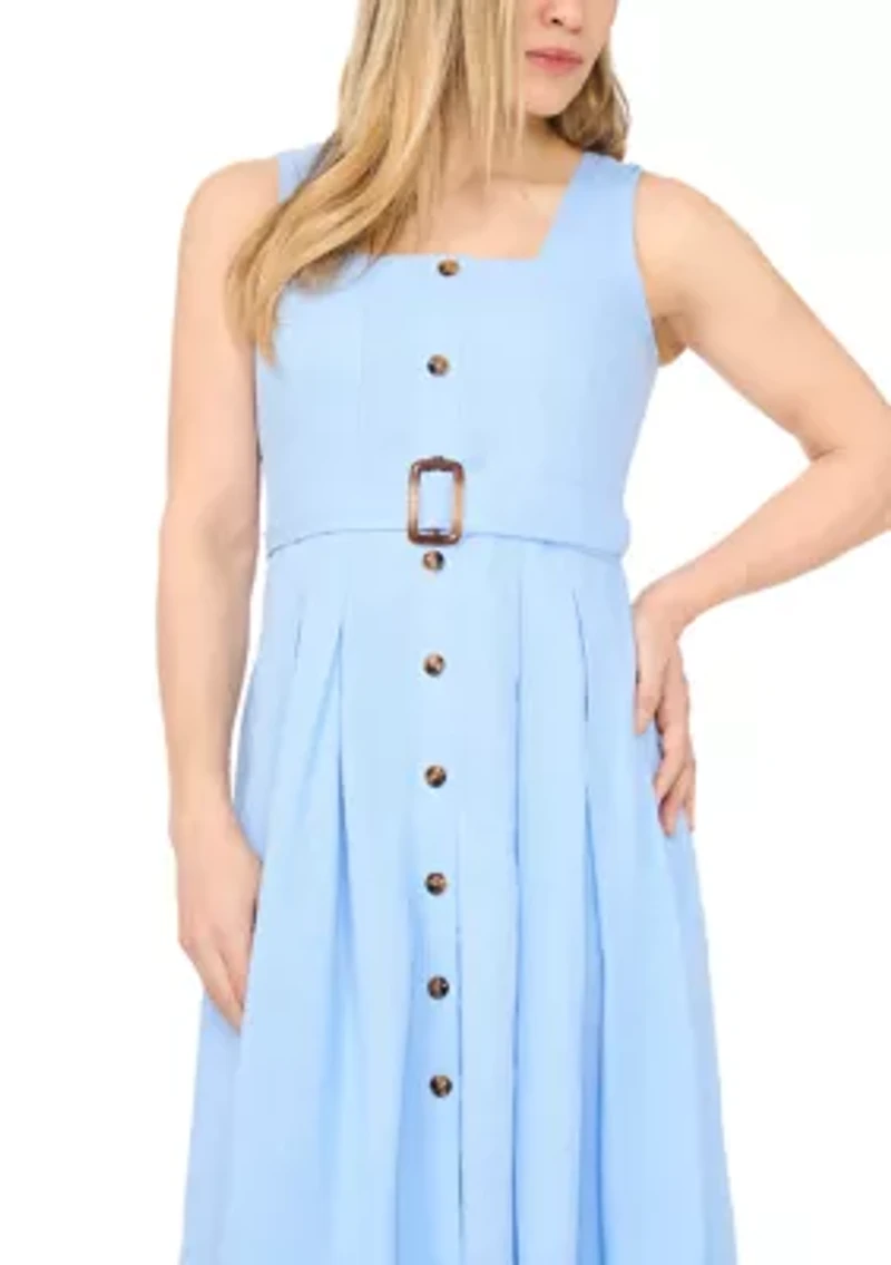 Petite Frozen Fjord A-Line Button Front Dress