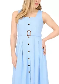 Petite Frozen Fjord A-Line Button Front Dress