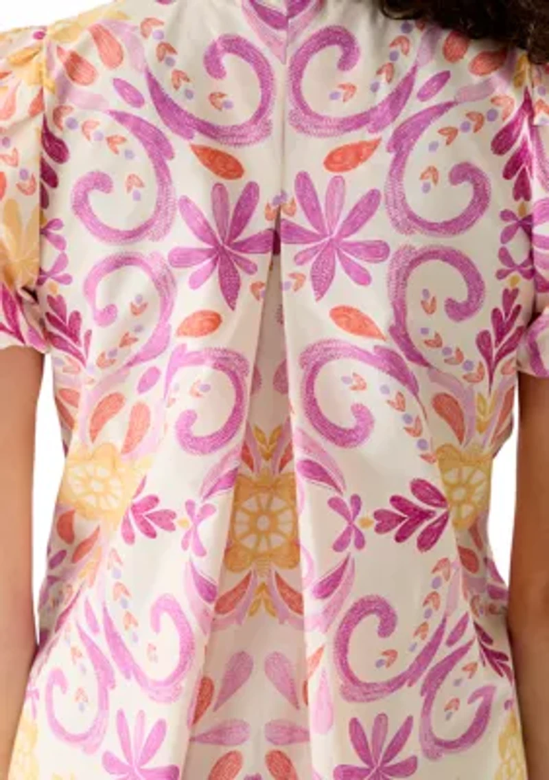 Petite Short Sleeve Button Collar Dress