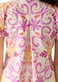 Petite Short Sleeve Button Collar Dress