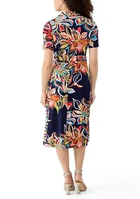 Petite Collard V-Neck Zip Up Midi Dress