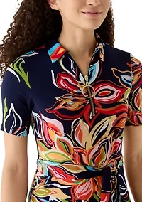 Petite Collard V-Neck Zip Up Midi Dress