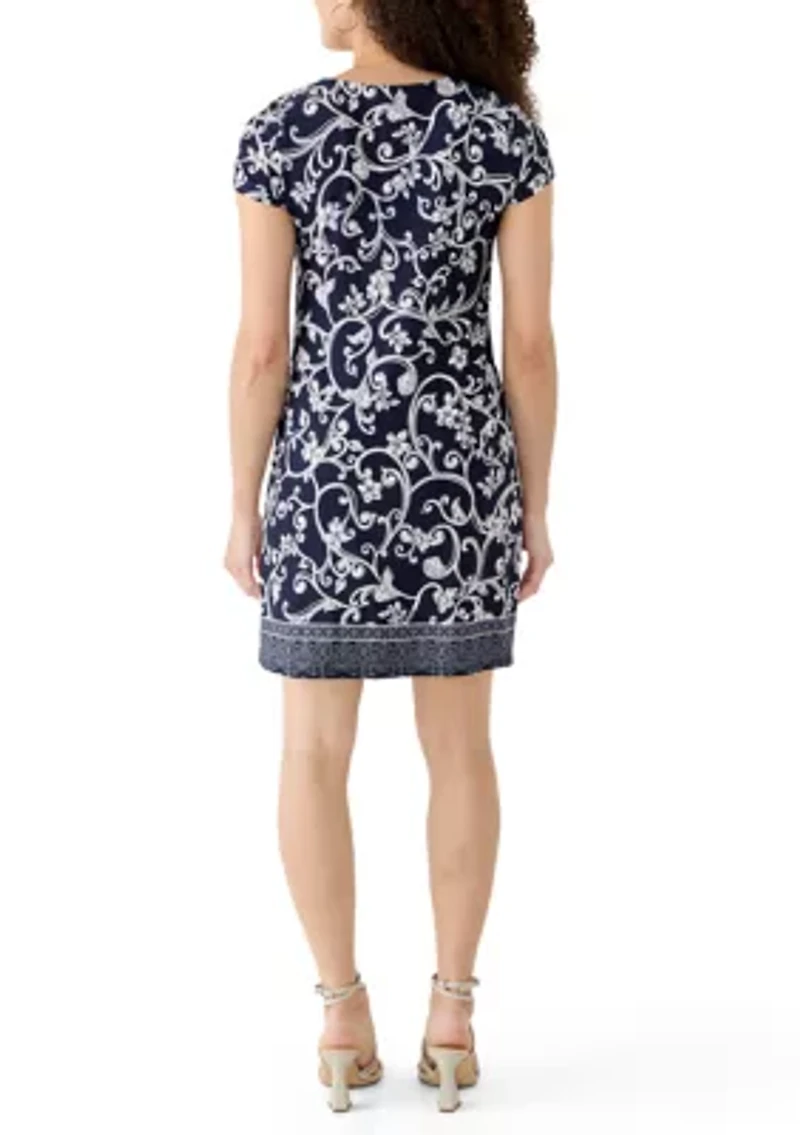 Petite Short Sleeve Three Ring Dress