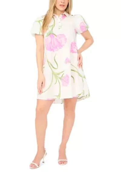 Petite Button Collar Shirtdress