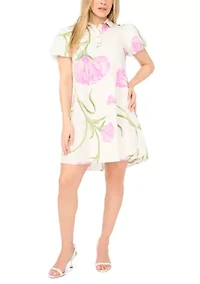 Petite Button Collar Shirtdress