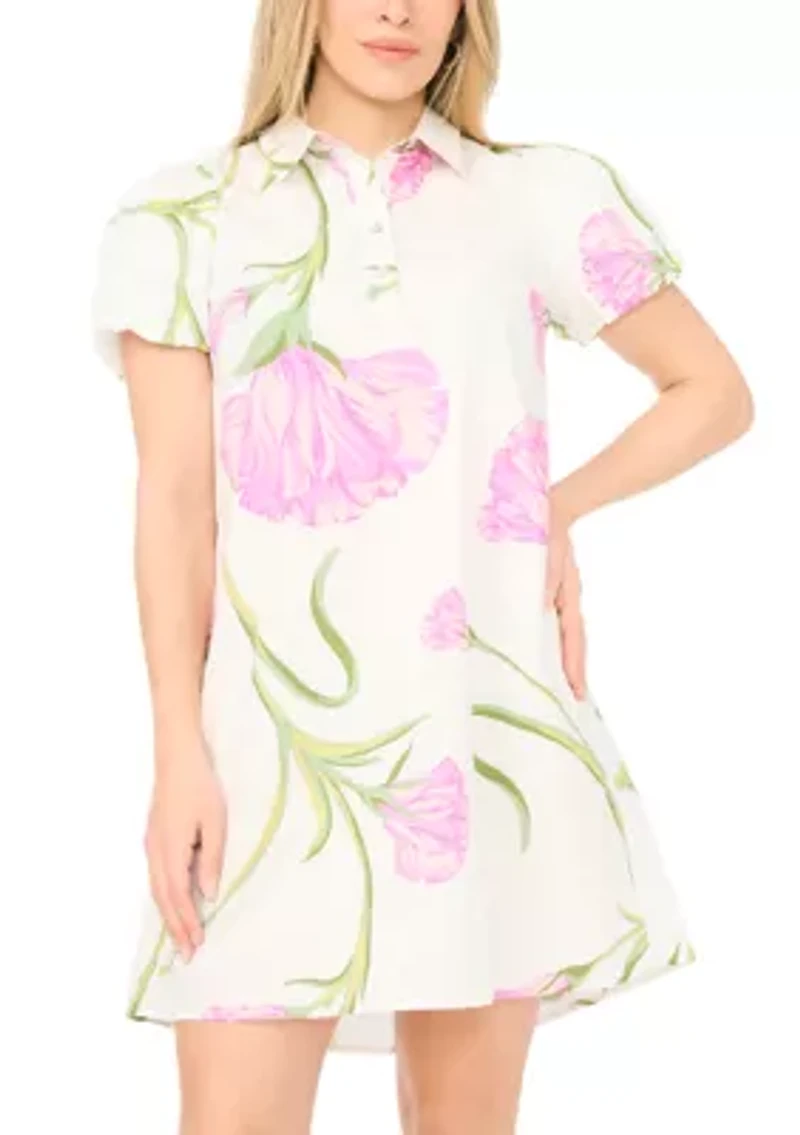 Petite Button Collar Shirtdress