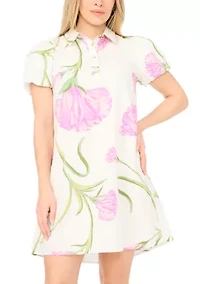 Petite Button Collar Shirtdress