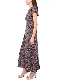 Petite Surplice Empire Waist Dress