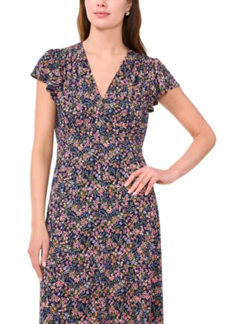 Petite Surplice Empire Waist Dress