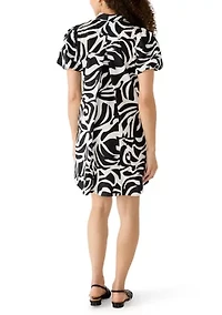 Petite Button Collar Dress with Back Vent