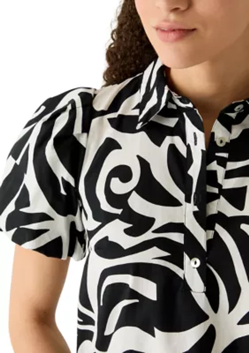 Petite Button Collar Dress with Back Vent