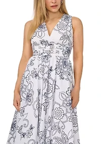 Petite Sleeveless Collared Belted Midi Dress