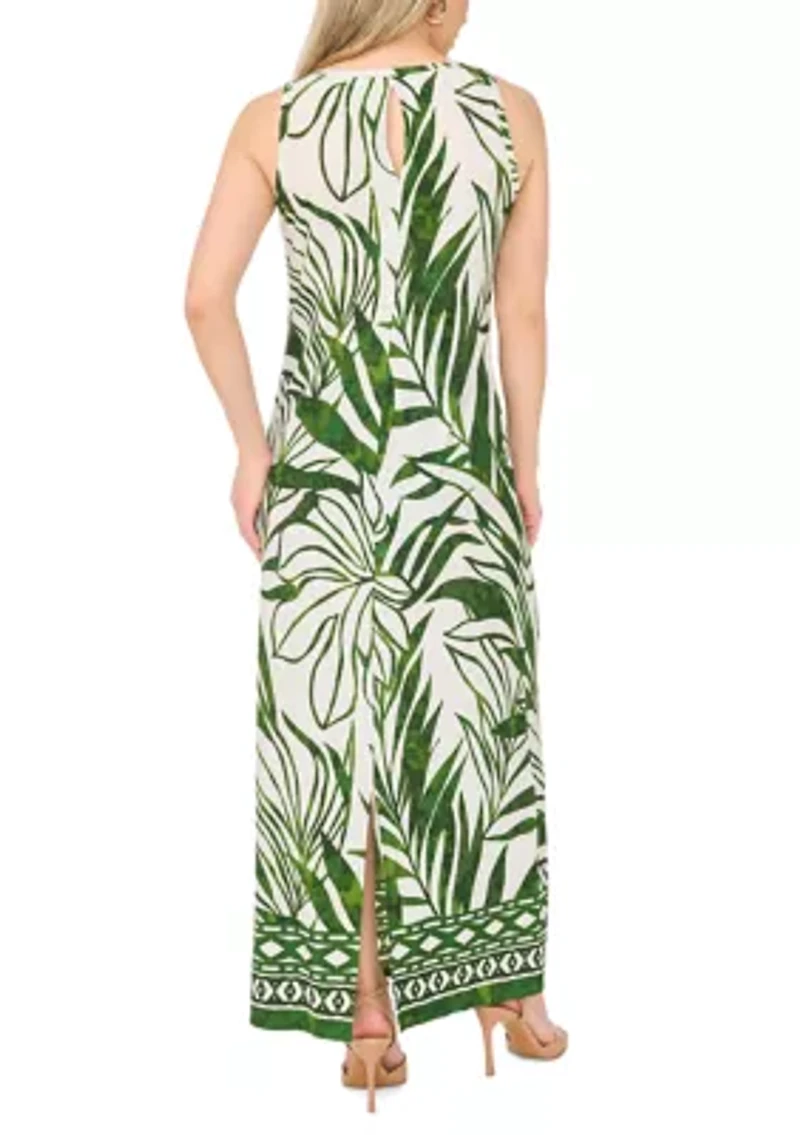 Petite Sleeveless Crew Neck Maxi Dress