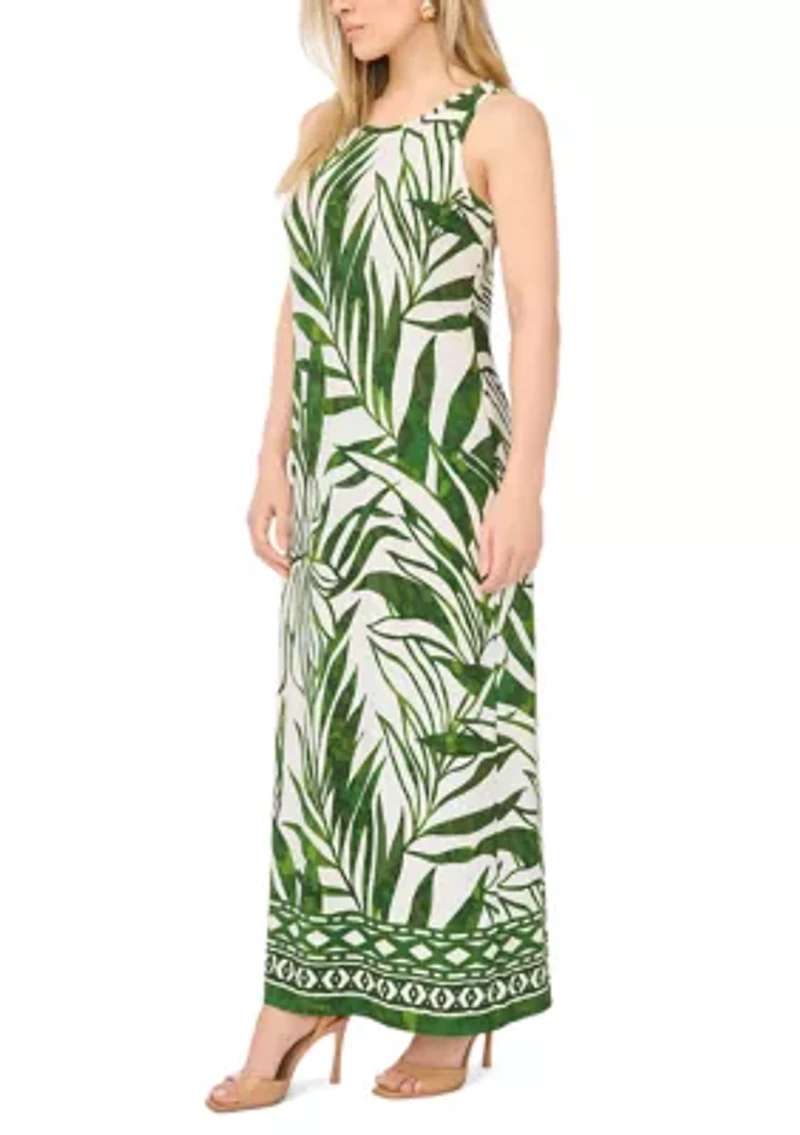 Petite Sleeveless Crew Neck Maxi Dress