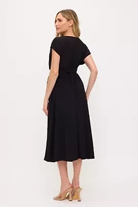 Surplice Tie-Waist Midi Dress