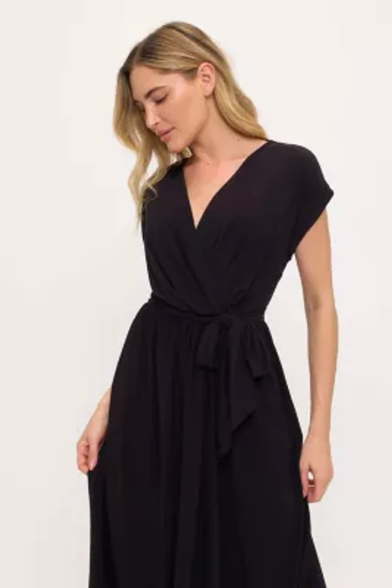 Surplice Tie-Waist Midi Dress
