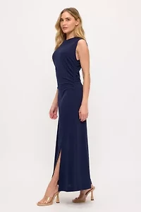 Sleeveless Side-Ruched Maxi Dress