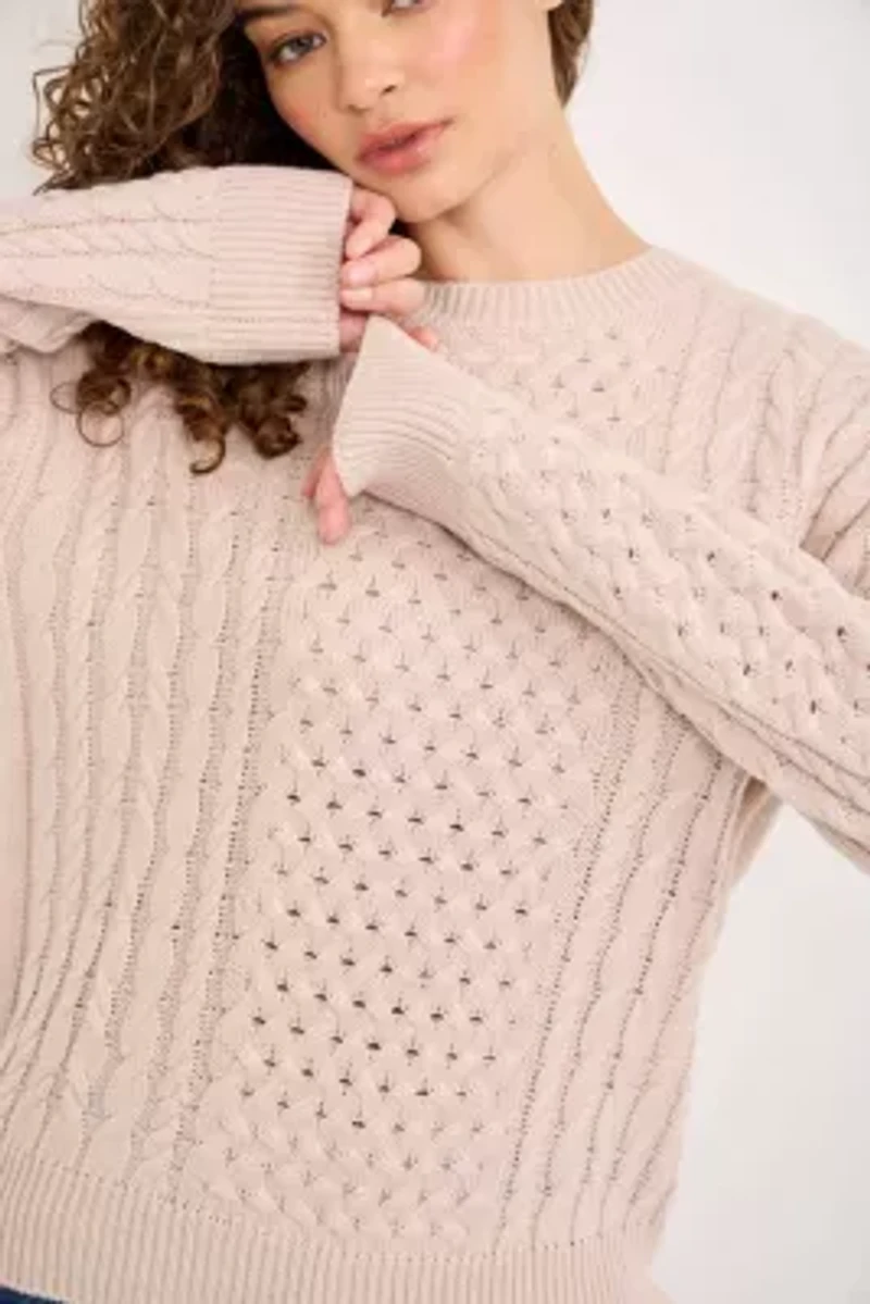 Cable Knit Crewneck Sweater