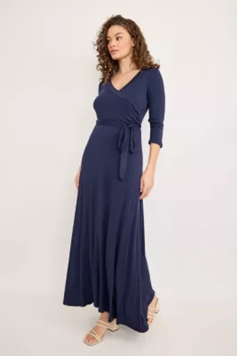 Faux Wrap Knit Maxi Dress